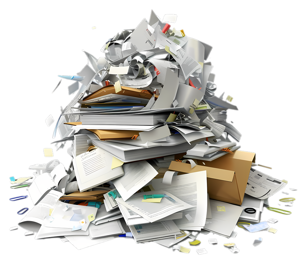 Pile de dossiers papier en désordre